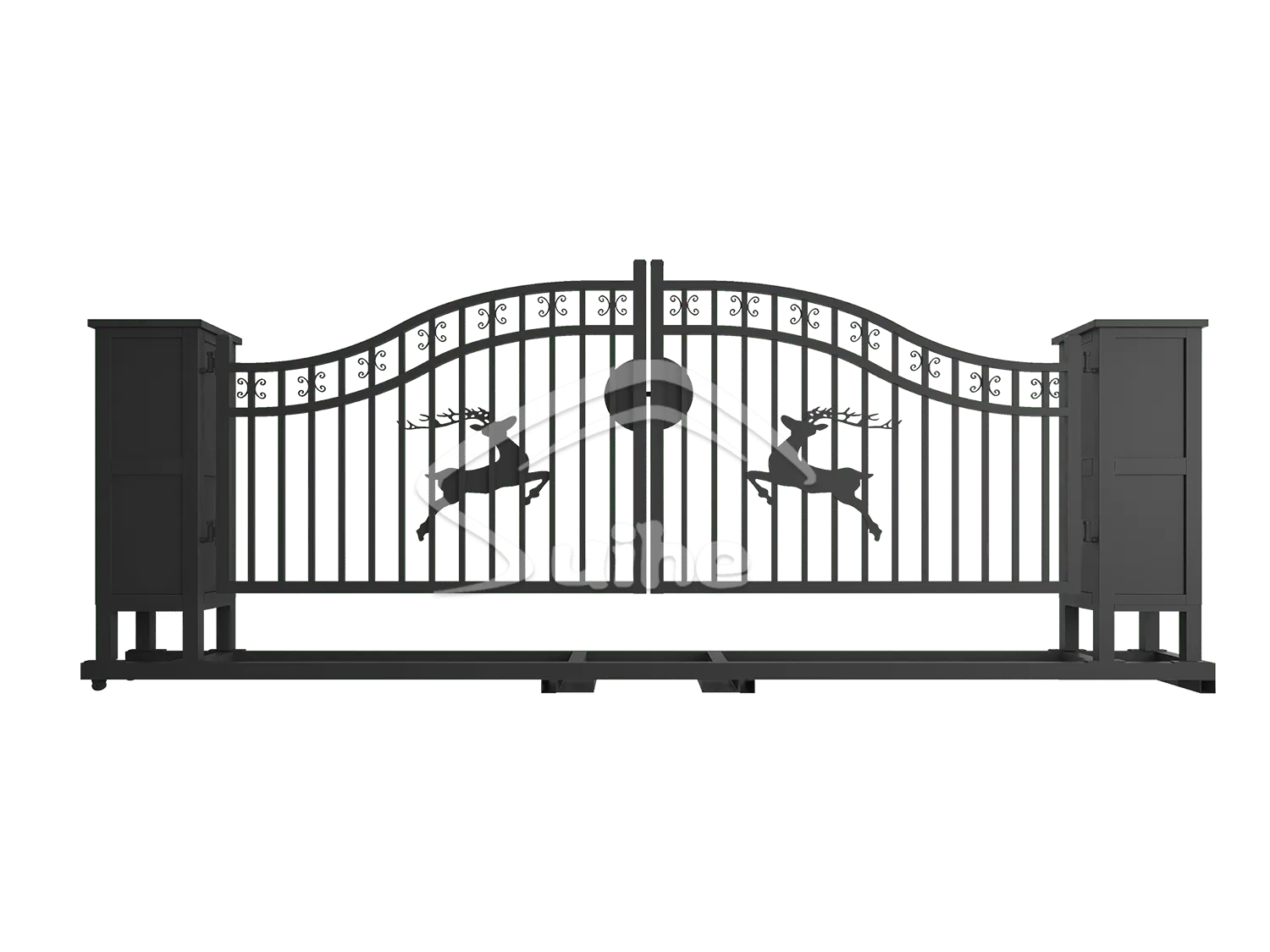 Farm metal driveway gate with gate pier-E