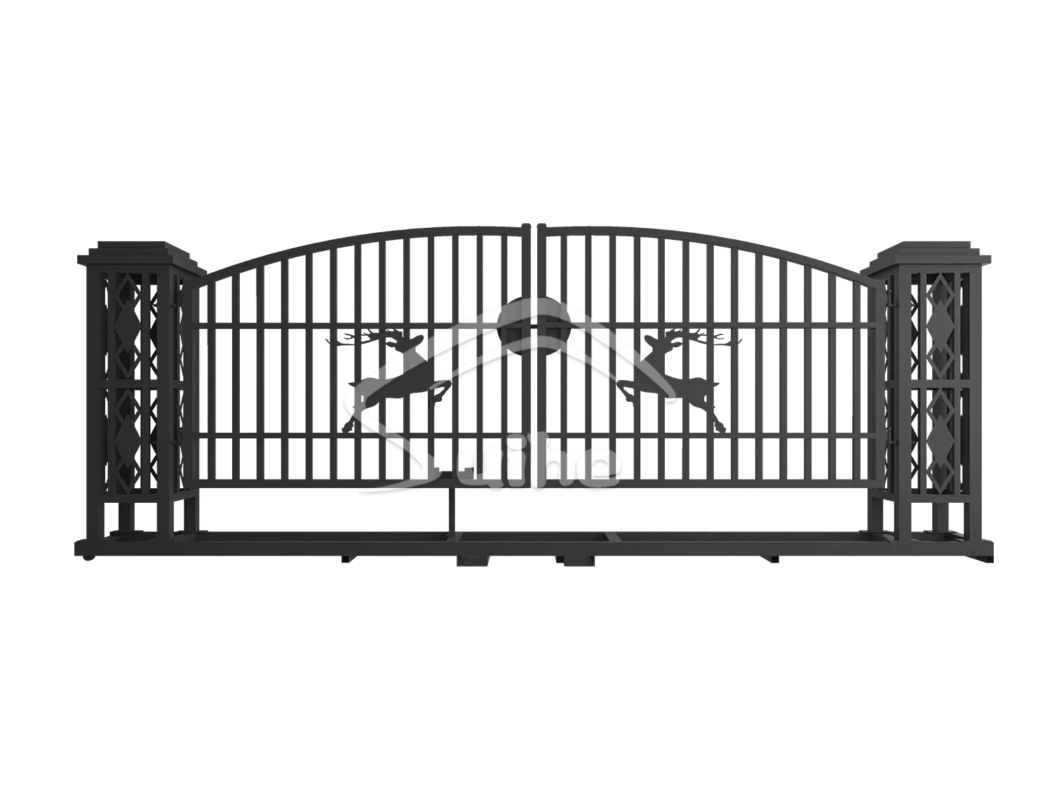 Farm metal driveway gate with gate pier-D