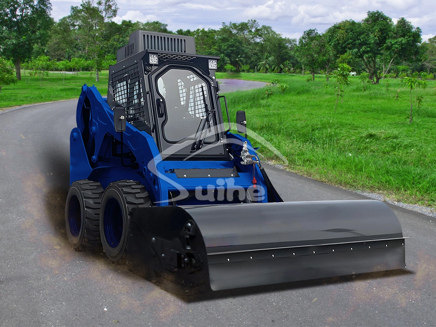 Rotary skid steer broom